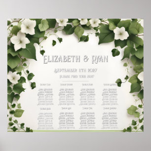 Poster Plan de table et invitations de mariage Élégante L