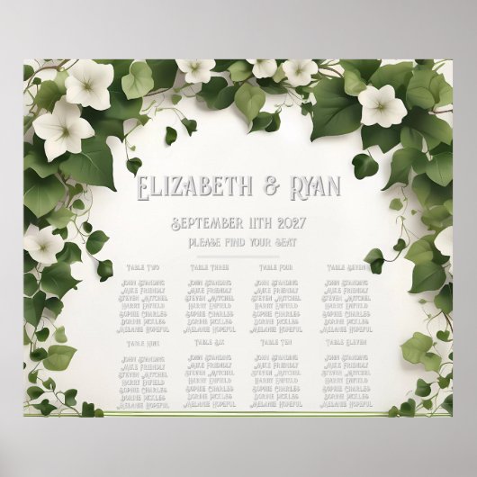 Poster Plan de table et invitations de mariage Élégante L (Devant)