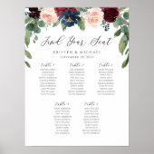 Poster Plan de table Fleur de Rose Bourgogne (Devant)
