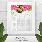 Poster Plan de table Fleur rose Numéro de table Alphabéti