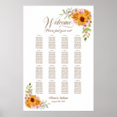 Poster Plan de table floral jaune et rose pour mariage à (Devant)