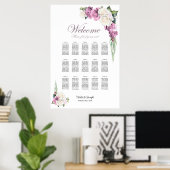 Poster Plan de table floral rose blanc et rose 15 (Bureau à domicile)
