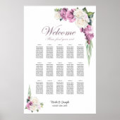 Poster Plan de table floral rose blanc et rose 15 (Devant)