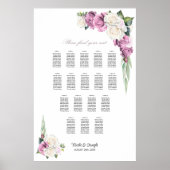 Poster Plan de table floral rose blanc et rose 17 (Devant)