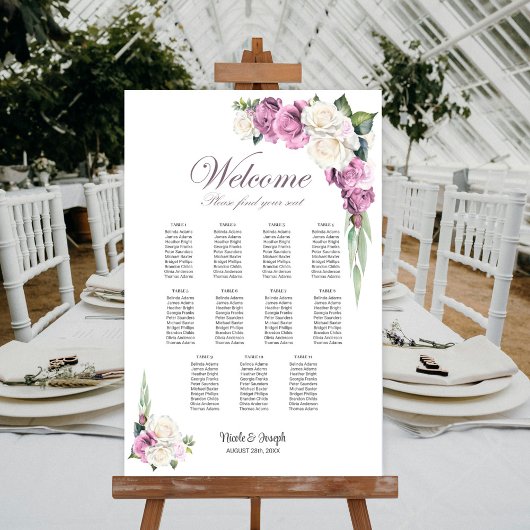 Poster Plan de table floral Rose rose blanc 11