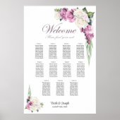 Poster Plan de table floral Rose rose blanc 11 (Devant)