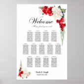 Poster Plan de table floral Rose Rouge et Blanc 13 (Devant)