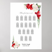 Poster Plan de table floral Rose Rouge et Blanc 17 (Devant)