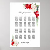 Poster Plan de table floral Rose Rouge et Blanc 20 (Devant)