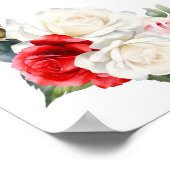 Poster Plan de table floral Rose Rouge et Blanche 10 (Coin)