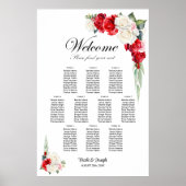 Poster Plan de table floral Rose Rouge et Blanche 10 (Devant)