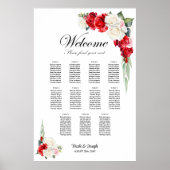 Poster Plan de table floral Rose Rouge et Blanche 11 (Devant)
