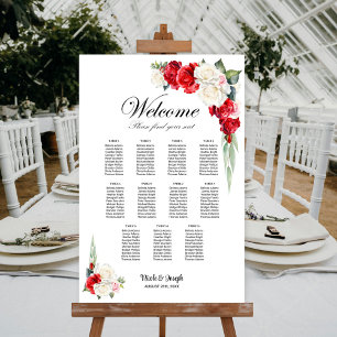 Poster Plan de table floral Rose Rouge et Blanche 11