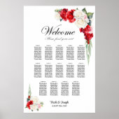 Poster Plan de table floral Rose Rouge et Blanche 14 (Devant)