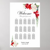 Poster Plan de table floral Rose Rouge et Blanche 15 (Devant)