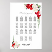 Poster Plan de table floral Rose Rouge et Blanche 18 (Devant)