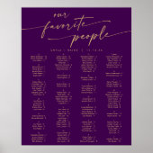 Poster Plan de table imprimable Boho or et violet (Devant)