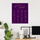 Poster Plan de table imprimable Boho or et violet (Bureau à domicile)