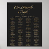 Poster Plan de table imprimable noir et or classique (Devant)