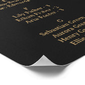 Poster Plan de table imprimable noir et or classique (Coin)