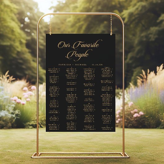 Poster Plan de table imprimable noir et or classique