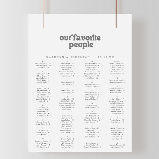 Poster Plan de table imprimable simple et formel