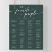 Poster Plan de table imprimable vert émeraude Bohème Chic
