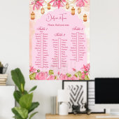 Poster Plan de table mariage indien lotus rose (Bureau à domicile)