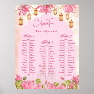 Poster Plan de table mariage indien lotus rose