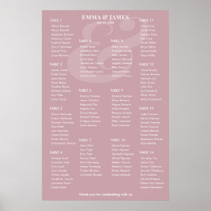 Poster Plan de table Mariage Mauve inversé Ampersand 14