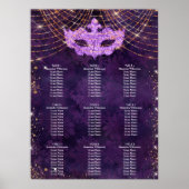 Poster Plan de table Masquerade paillettes violettes pour (Devant)