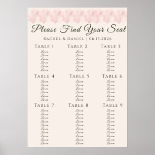Poster Plan de table minimal floral de mariage au jardin