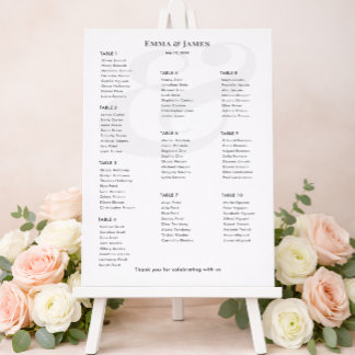 Poster Plan de table minimaliste Ampersand pour mariage |