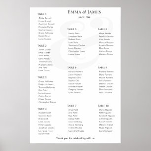Poster Plan de table minimaliste Ampersand pour mariage