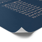 Poster Plan de table moderne mariage bleu et or rose (Coin)