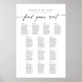 Poster Plan de table moderne pour 13 tables Trouvez votre (Devant)