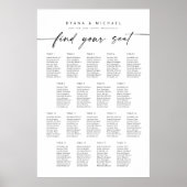 Poster Plan de table moderne pour 18 tables Trouvez votre (Devant)