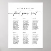 Poster Plan de table moderne pour 6 tables Trouvez votre (Devant)