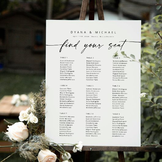 Poster Plan de table moderne pour 9 tables Trouvez votre
