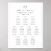 Poster Plan de table Monogram 10 Trouvez votre place (Devant)