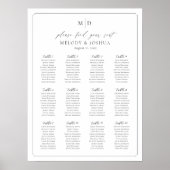 Poster Plan de table Monogramme 12 tables Trouvez votre s (Devant)
