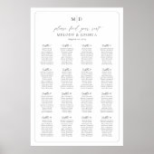 Poster Plan de table Monogramme 16 tables Trouvez votre s (Devant)