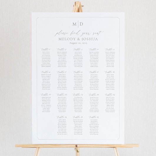 Poster Plan de table Monogramme 18 Tables Trouvez votre p