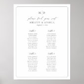 Poster Plan de table Monogramme 4 tables Trouvez votre si (Devant)