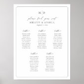 Poster Plan de table Monogramme 5 tables Trouvez votre pl (Devant)
