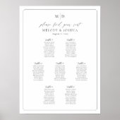 Poster Plan de table Monogramme 7 tables Trouvez votre si (Devant)