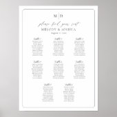 Poster Plan de table Monogramme 8 tables Trouvez votre pl (Devant)