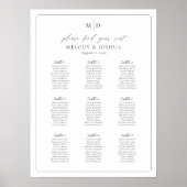 Poster Plan de table Monogramme 9 tables Trouvez votre pl (Devant)