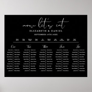 Poster Plan de table noir et blanc pour mariage avec disp
