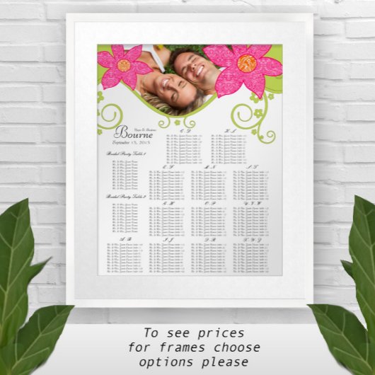 Poster Plan de table numéro de table alphabetique Fleur r